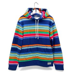 Polo Ralph Lauren Serape Stripe Voyager Hoodie in Blue Multi Size Small